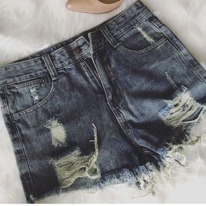 Distressed Denim Shorts
